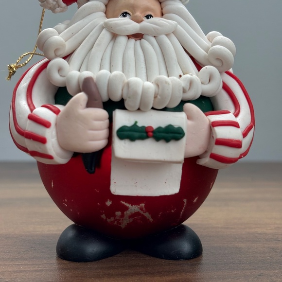 VINTAGE Traditions SANTA CLAUSE Glass Clay CHRISTMAS Tree Ornament Ball Hanging - Picture 4 of 8